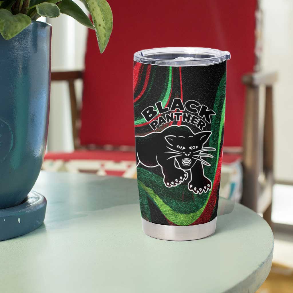 Huey P. Newton Tumbler Cup Swirl Design Black Panther Party Symbol Revolutionary Tribute - Wonder Print Shop