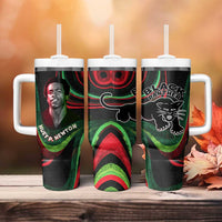 Huey P. Newton Tumbler With Handle Swirl Design Black Panther Party Symbol Revolutionary Tribute - Wonder Print Shop