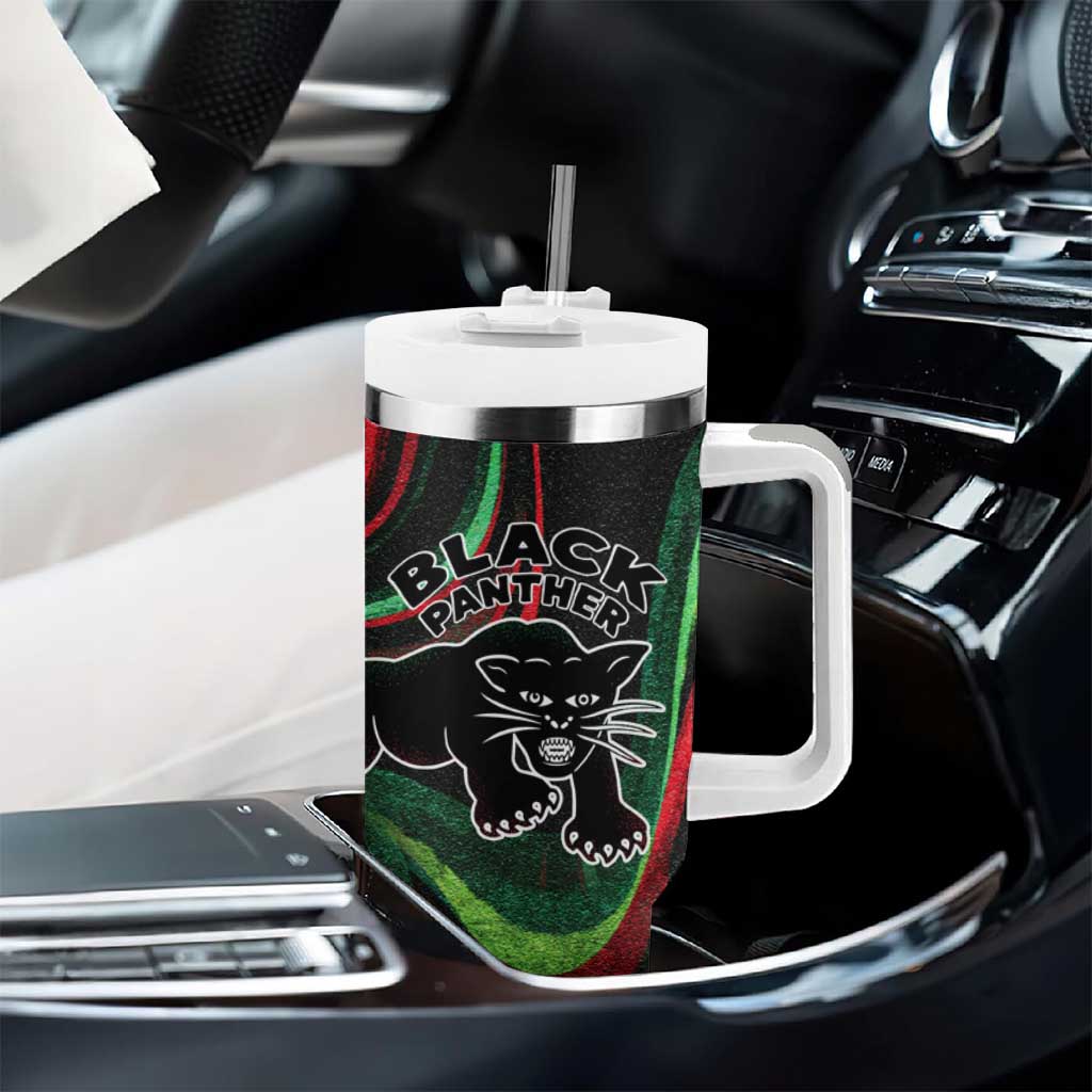 Huey P. Newton Tumbler With Handle Swirl Design Black Panther Party Symbol Revolutionary Tribute - Wonder Print Shop