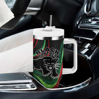 Huey P. Newton Tumbler With Handle Swirl Design Black Panther Party Symbol Revolutionary Tribute - Wonder Print Shop