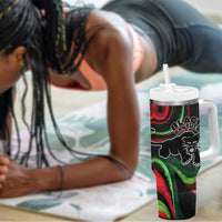 Huey P. Newton Tumbler With Handle Swirl Design Black Panther Party Symbol Revolutionary Tribute - Wonder Print Shop