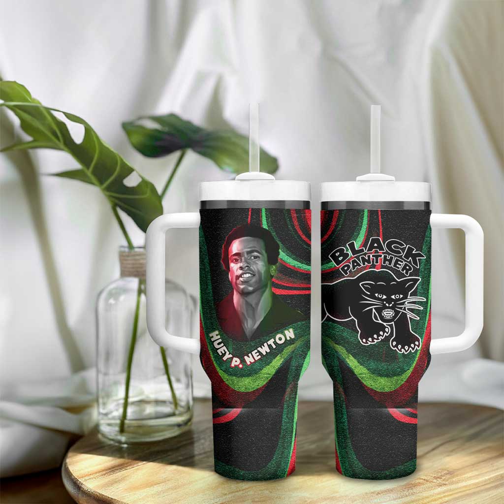 Huey P. Newton Tumbler With Handle Swirl Design Black Panther Party Symbol Revolutionary Tribute - Wonder Print Shop