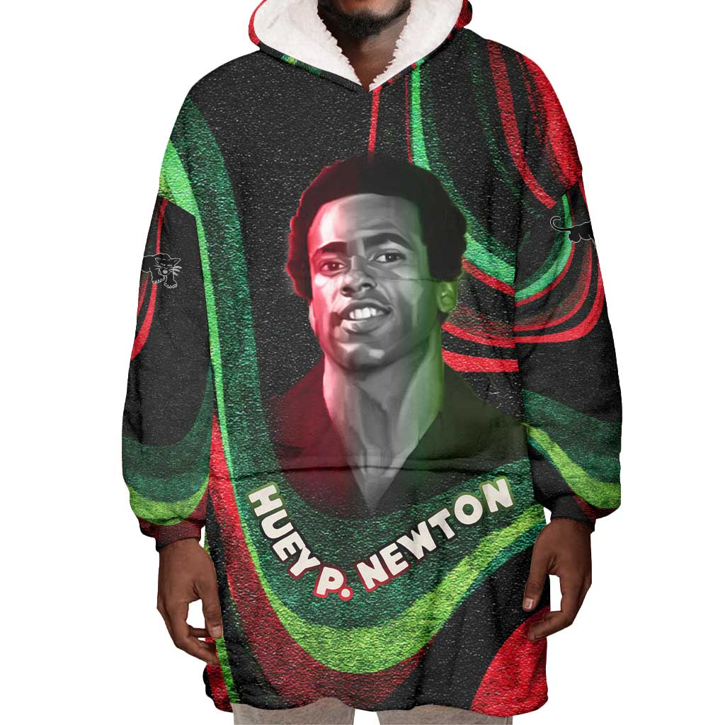 Huey P. Newton Wearable Blanket Hoodie Swirl Design Black Panther Party Symbol Revolutionary Tribute - Wonder Print Shop
