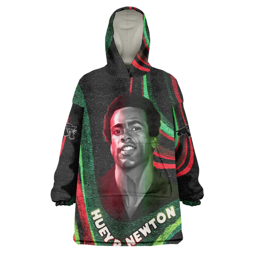 Huey P. Newton Wearable Blanket Hoodie Swirl Design Black Panther Party Symbol Revolutionary Tribute - Wonder Print Shop