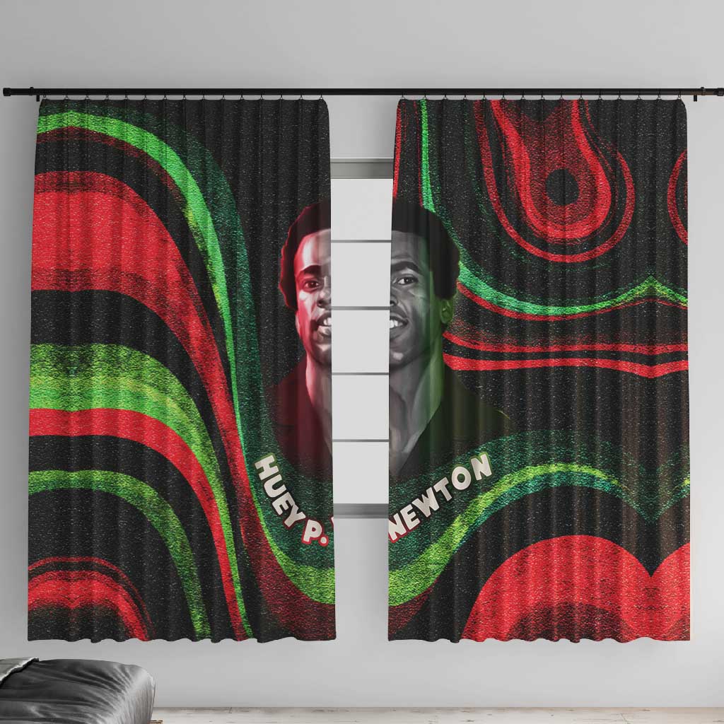 Huey P. Newton Window Curtain Swirl Design Black Panther Party Symbol Revolutionary Tribute - Wonder Print Shop