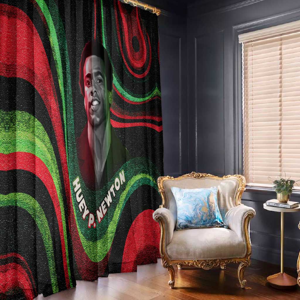 Huey P. Newton Window Curtain Swirl Design Black Panther Party Symbol Revolutionary Tribute - Wonder Print Shop