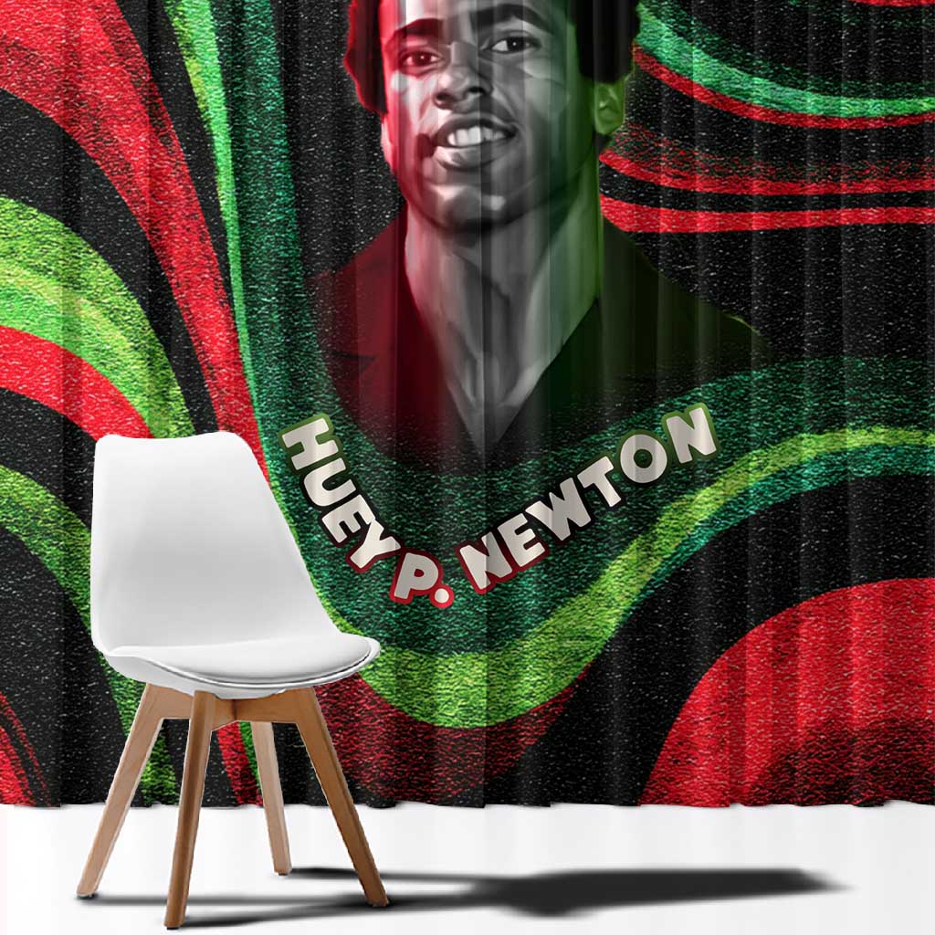Huey P. Newton Window Curtain Swirl Design Black Panther Party Symbol Revolutionary Tribute - Wonder Print Shop