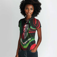 Huey P. Newton Women Polo Shirt Swirl Design Black Panther Party Symbol Revolutionary Tribute TS04