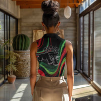 Huey P. Newton Women Sleeveless Polo Shirt Swirl Design Black Panther Party Symbol Revolutionary Tribute - Wonder Print Shop