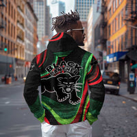 Huey P. Newton Zip Hoodie Swirl Design Black Panther Party Symbol Revolutionary Tribute - Wonder Print Shop