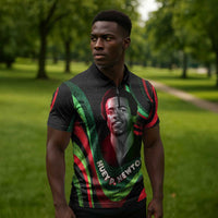 Huey P. Newton Zipper Polo Shirt Swirl Design Black Panther Party Symbol Revolutionary Tribute - Wonder Print Shop