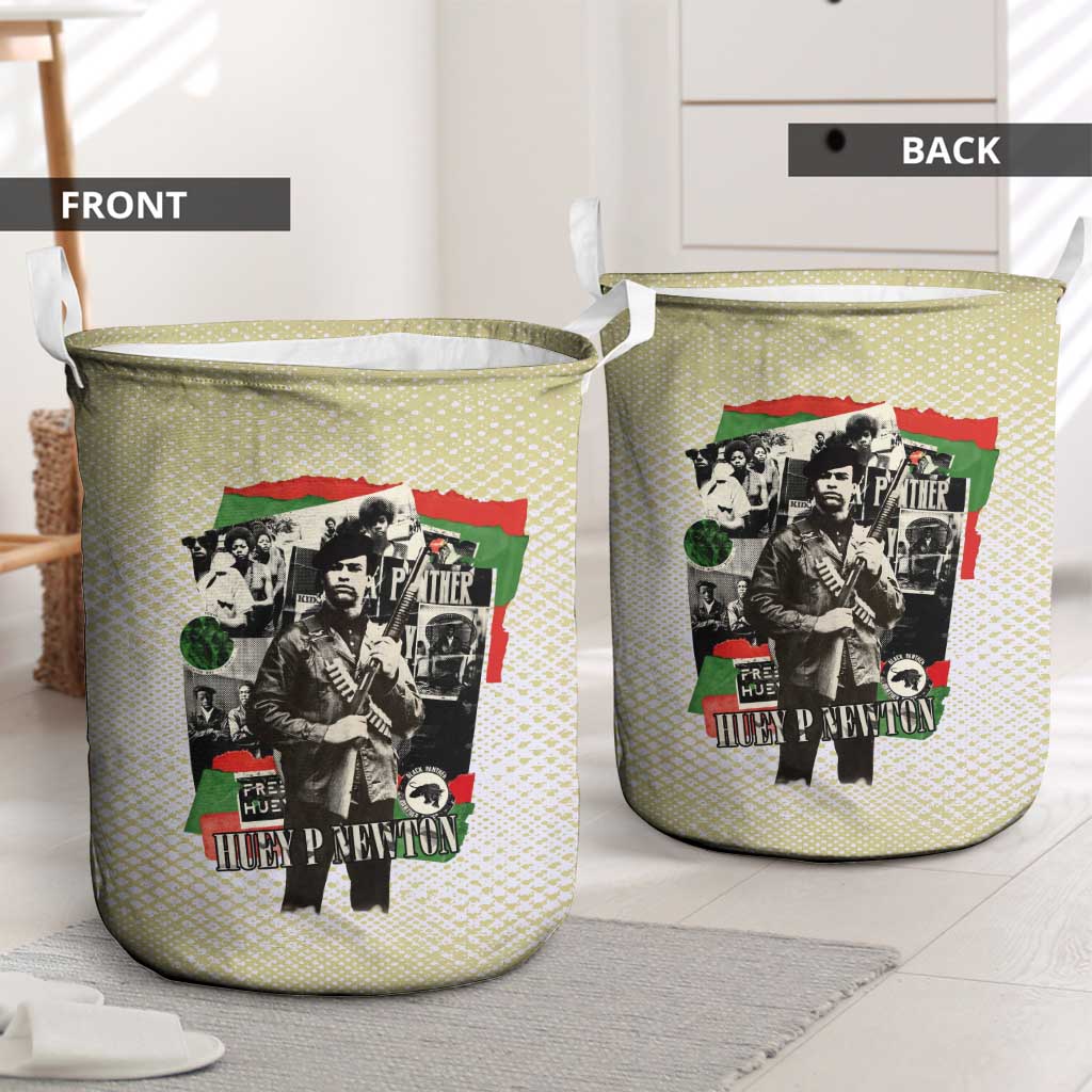 Huey P. Newton Laundry Basket Black Panther Collage Design Civil Rights Movement Theme Revolutionary Tribute - Wonder Print Shop