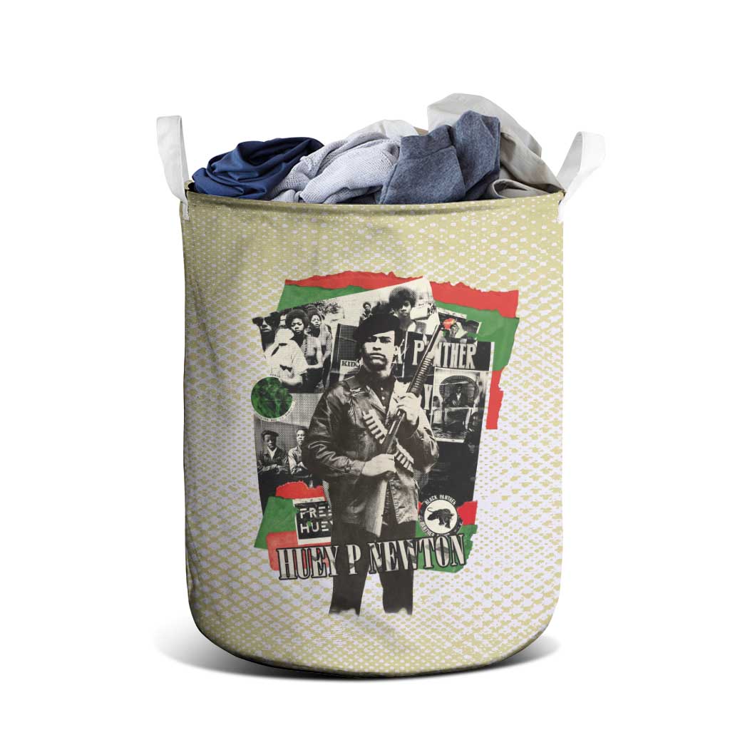 Huey P. Newton Laundry Basket Black Panther Collage Design Civil Rights Movement Theme Revolutionary Tribute - Wonder Print Shop