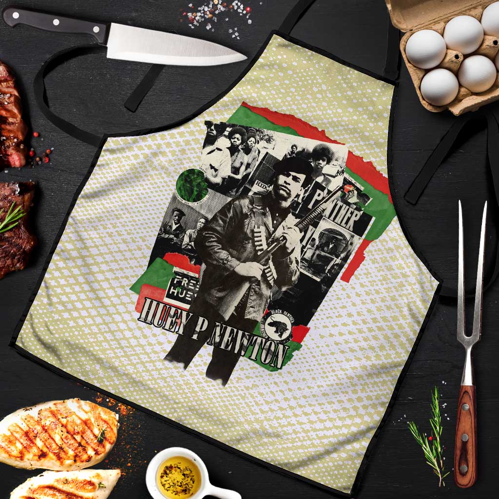Huey P. Newton Apron Black Panther Collage Design Civil Rights Movement Theme Revolutionary Tribute - Wonder Print Shop