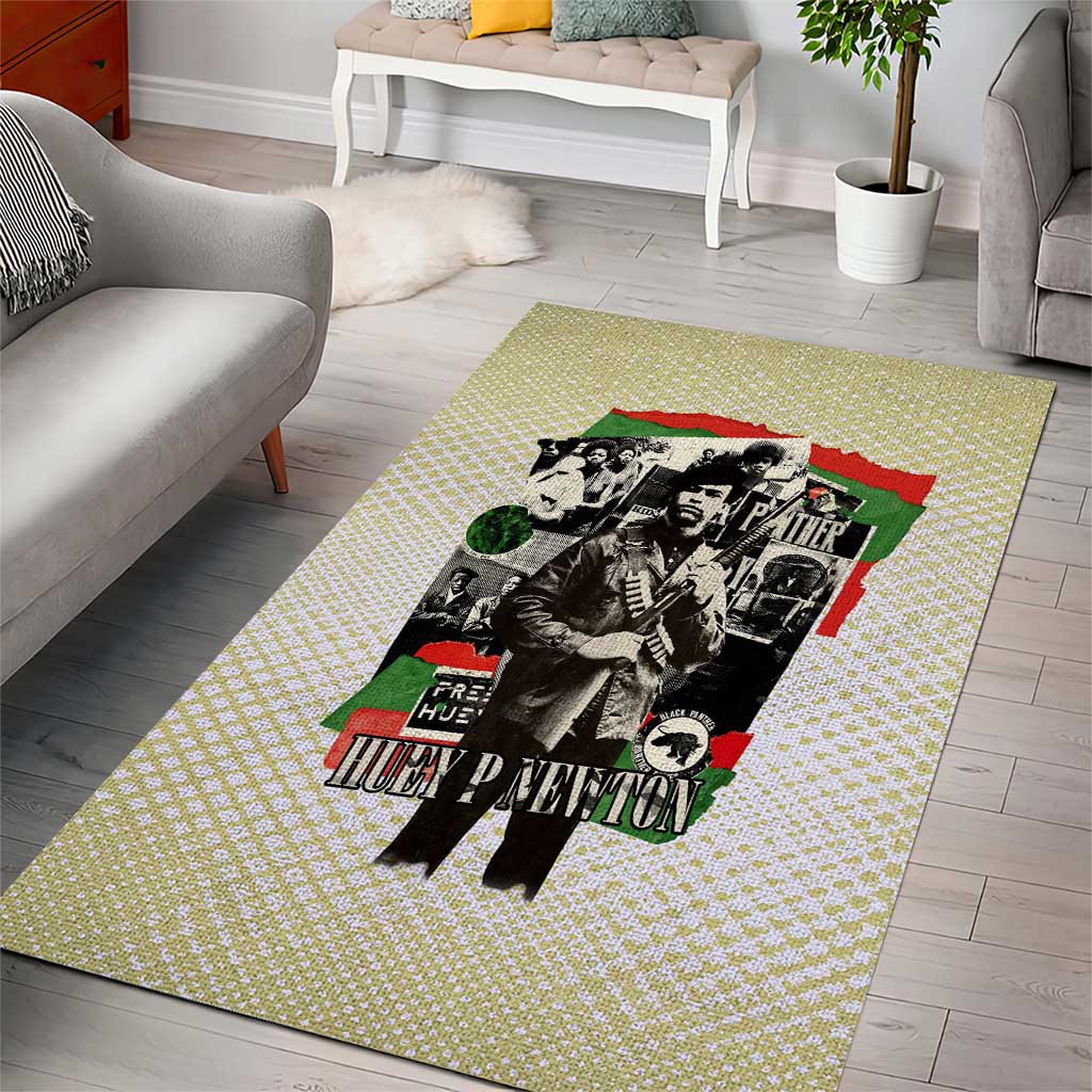 Huey P. Newton Area Rug Black Panther Collage Design Civil Rights Movement Theme Revolutionary Tribute - Wonder Print Shop