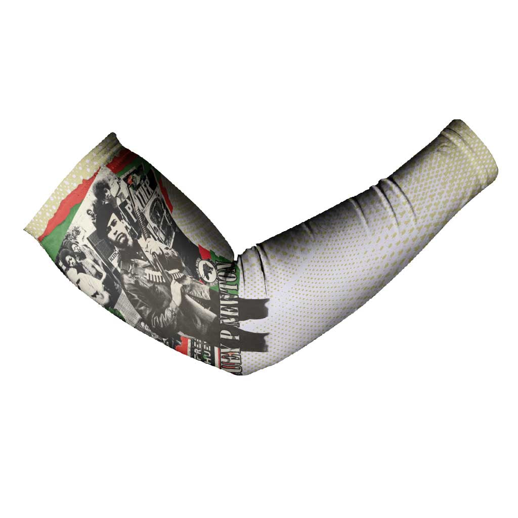 Huey P. Newton Arm Sleeves Black Panther Collage Design Civil Rights Movement Theme Revolutionary Tribute - Wonder Print Shop