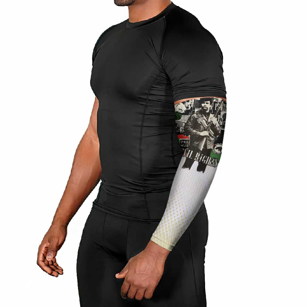 Huey P. Newton Arm Sleeves Black Panther Collage Design Civil Rights Movement Theme Revolutionary Tribute - Wonder Print Shop