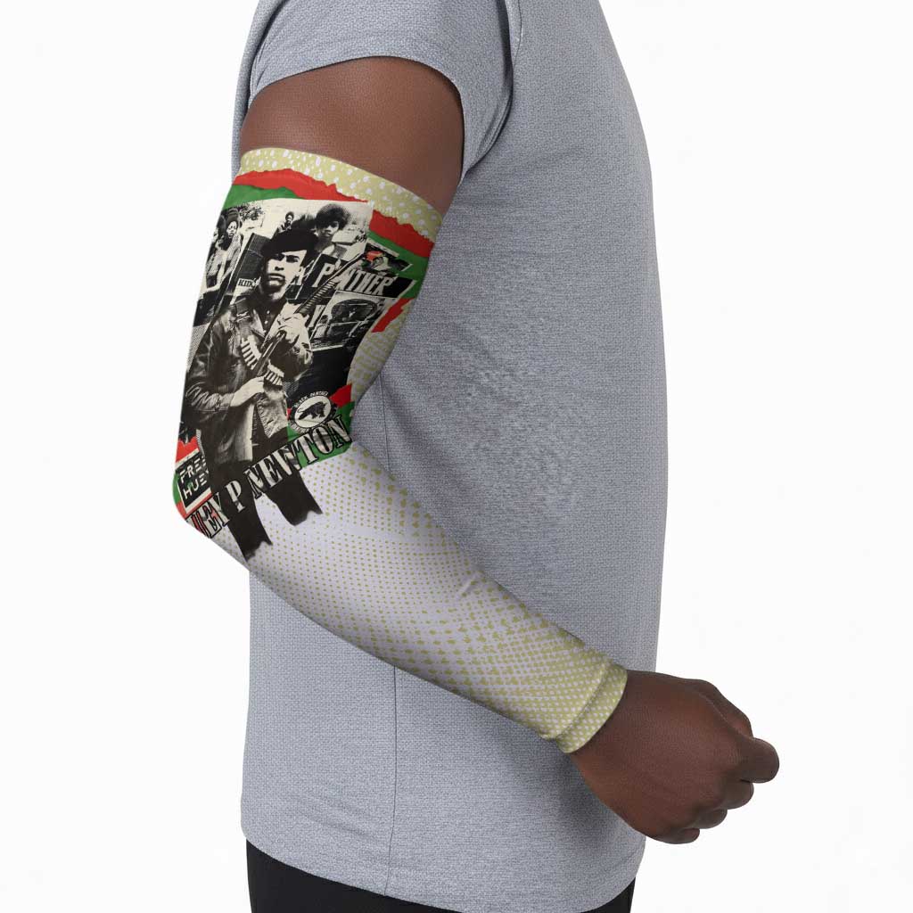 Huey P. Newton Arm Sleeves Black Panther Collage Design Civil Rights Movement Theme Revolutionary Tribute - Wonder Print Shop