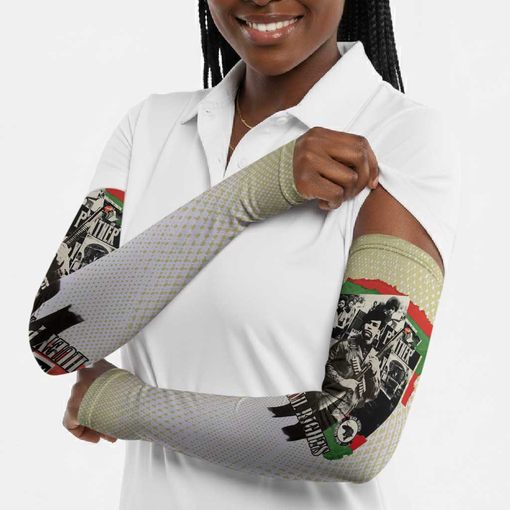 Huey P. Newton Arm Sleeves Black Panther Collage Design Civil Rights Movement Theme Revolutionary Tribute - Wonder Print Shop