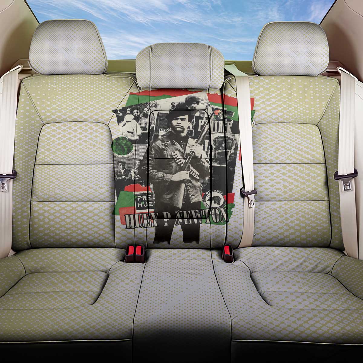 Huey P. Newton Back Car Seat Cover Black Panther Collage Design Civil Rights Movement Theme Revolutionary Tribute - Wonder Print Shop