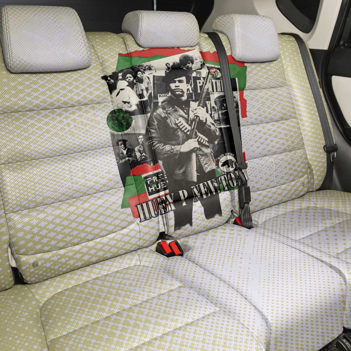 Huey P. Newton Back Car Seat Cover Black Panther Collage Design Civil Rights Movement Theme Revolutionary Tribute - Wonder Print Shop