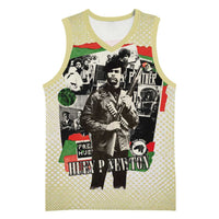Huey P. Newton Basketball Jersey Black Panther Collage Design Civil Rights Movement Theme Revolutionary Tribute - Wonder Print Shop