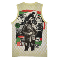 Huey P. Newton Basketball Jersey Black Panther Collage Design Civil Rights Movement Theme Revolutionary Tribute - Wonder Print Shop