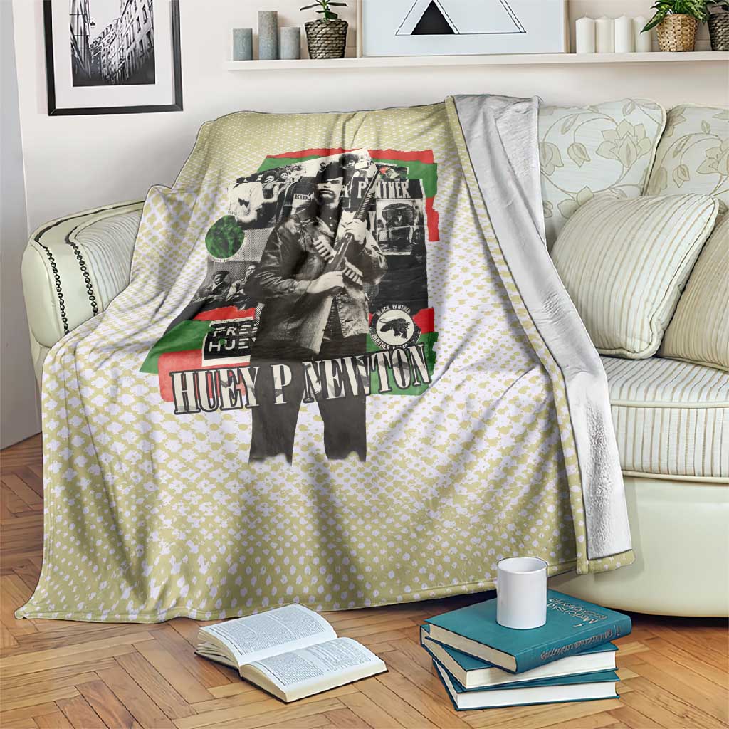 Huey P. Newton Blanket Black Panther Collage Design Civil Rights Movement Theme Revolutionary Tribute - Wonder Print Shop