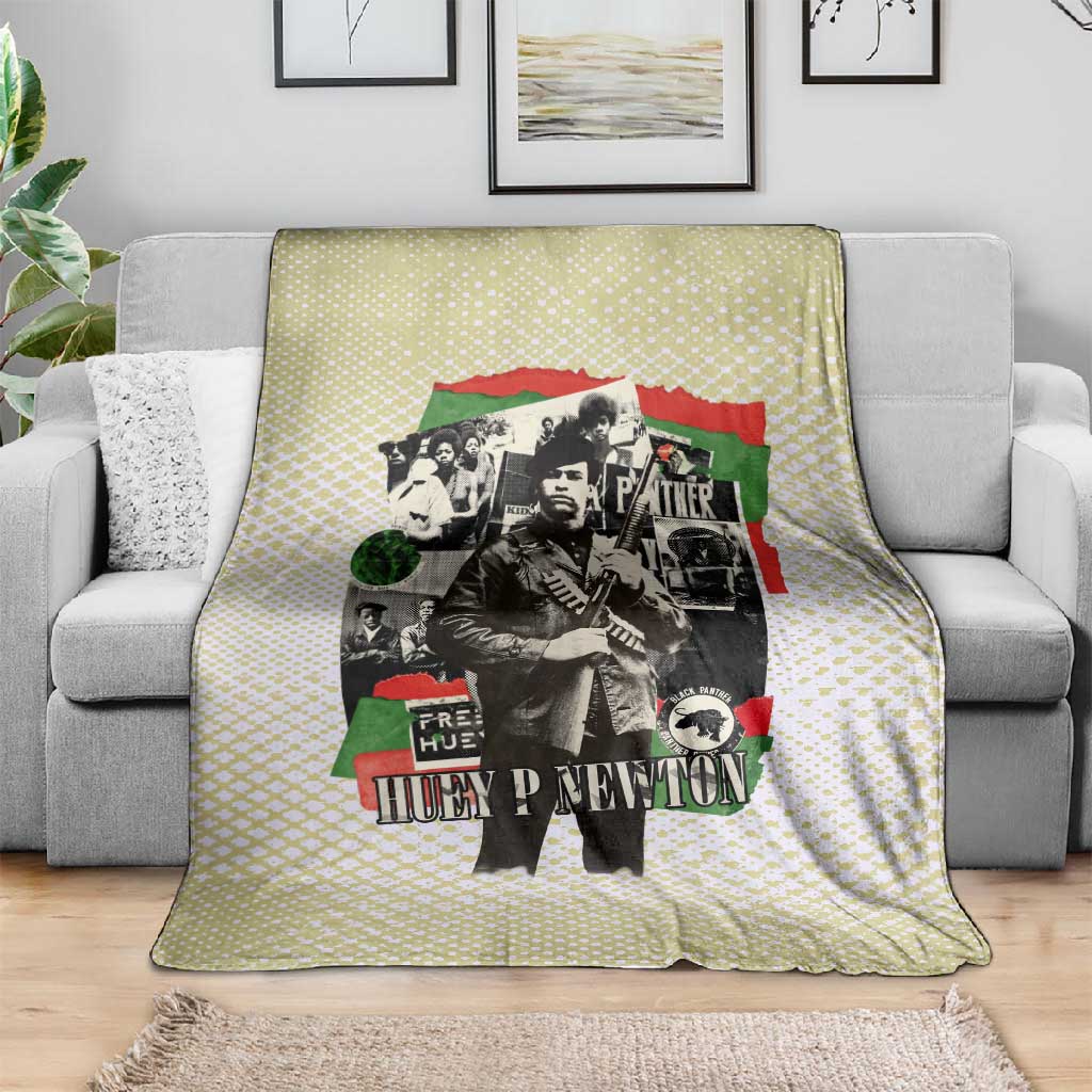 Huey P. Newton Blanket Black Panther Collage Design Civil Rights Movement Theme Revolutionary Tribute - Wonder Print Shop
