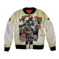 Huey P. Newton Bomber Jacket Black Panther Collage Design Civil Rights Movement Theme Revolutionary Tribute - Wonder Print Shop