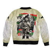 Huey P. Newton Bomber Jacket Black Panther Collage Design Civil Rights Movement Theme Revolutionary Tribute - Wonder Print Shop
