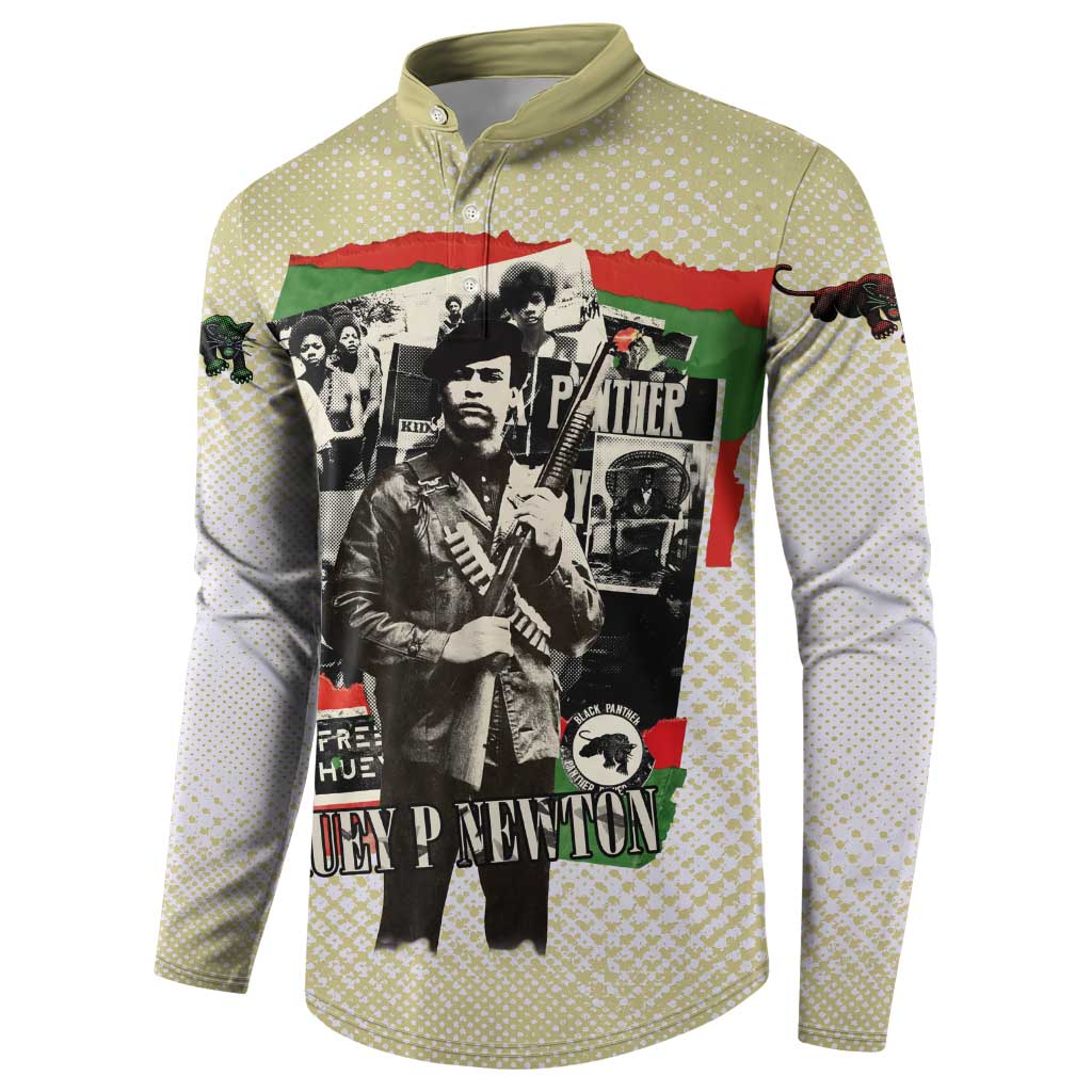 Huey P. Newton Button Sweatshirt Black Panther Collage Design Civil Rights Movement Theme Revolutionary Tribute