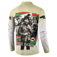 Huey P. Newton Button Sweatshirt Black Panther Collage Design Civil Rights Movement Theme Revolutionary Tribute