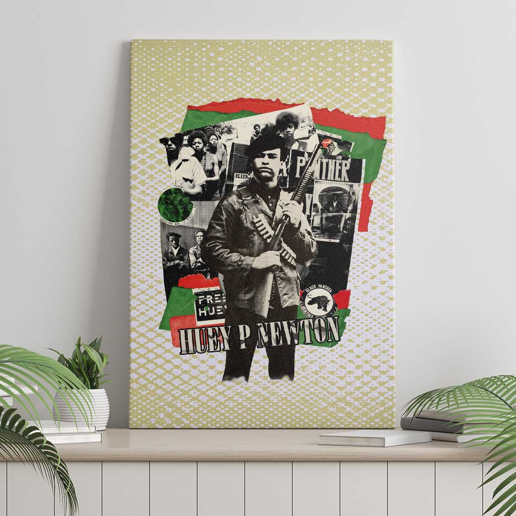 Huey P. Newton Canvas Wall Art Black Panther Collage Design Civil Rights Movement Theme Revolutionary Tribute - Wonder Print Shop