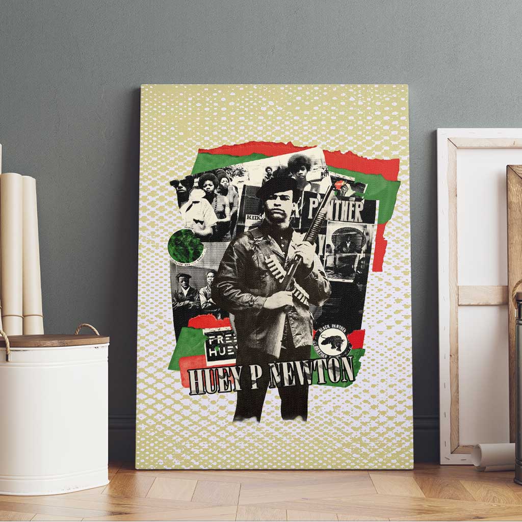 Huey P. Newton Canvas Wall Art Black Panther Collage Design Civil Rights Movement Theme Revolutionary Tribute - Wonder Print Shop