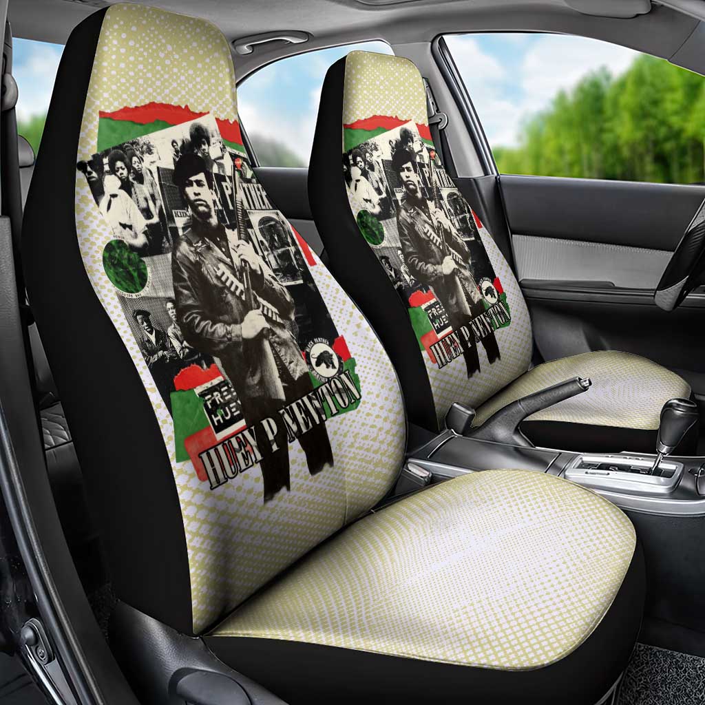 Huey P. Newton Car Seat Cover Black Panther Collage Design Civil Rights Movement Theme Revolutionary Tribute - Wonder Print Shop