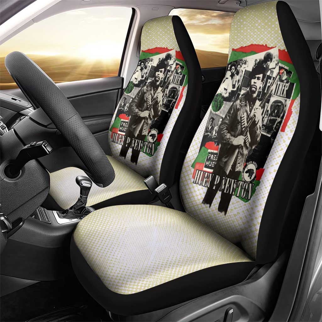 Huey P. Newton Car Seat Cover Black Panther Collage Design Civil Rights Movement Theme Revolutionary Tribute - Wonder Print Shop