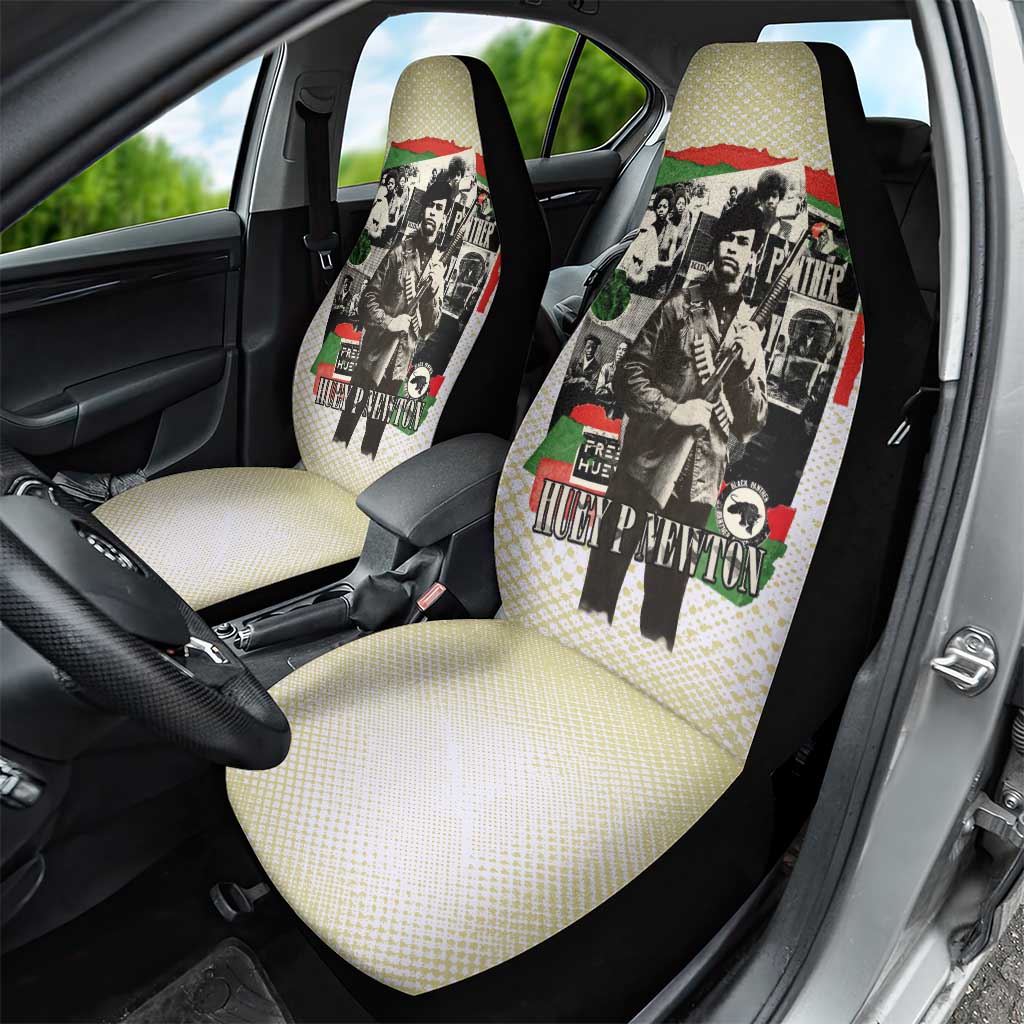 Huey P. Newton Car Seat Cover Black Panther Collage Design Civil Rights Movement Theme Revolutionary Tribute - Wonder Print Shop