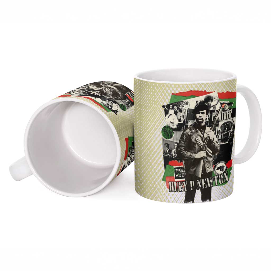 Huey P. Newton Ceramic Mug Black Panther Collage Design Civil Rights Movement Theme Revolutionary Tribute - Wonder Print Shop