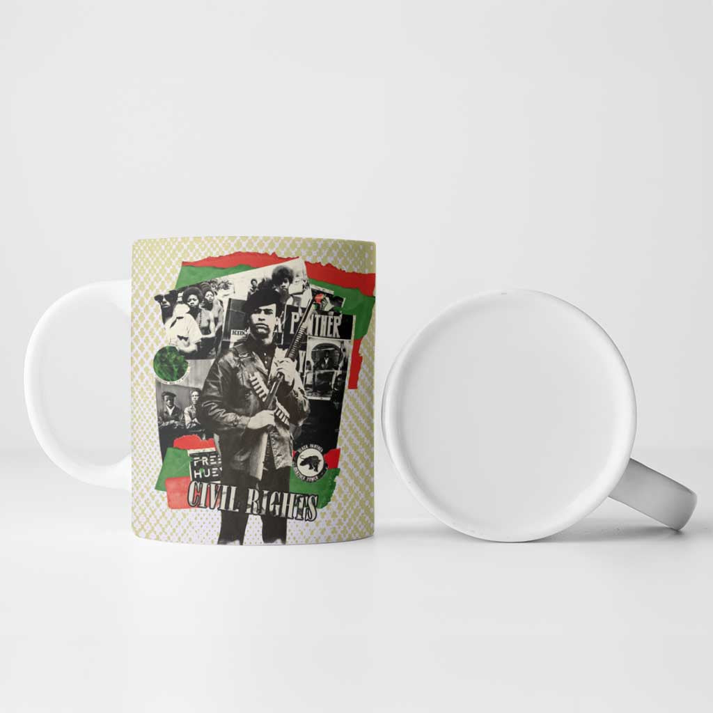 Huey P. Newton Ceramic Mug Black Panther Collage Design Civil Rights Movement Theme Revolutionary Tribute - Wonder Print Shop