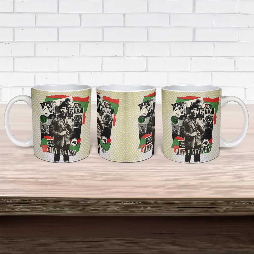 Huey P. Newton Ceramic Mug Black Panther Collage Design Civil Rights Movement Theme Revolutionary Tribute - Wonder Print Shop