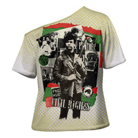 Huey P. Newton Cross Shoulder Shirt Black Panther Collage Design Civil Rights Movement Theme Revolutionary Tribute - Wonder Print Shop