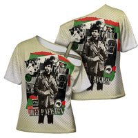 Huey P. Newton Cross Shoulder Shirt Black Panther Collage Design Civil Rights Movement Theme Revolutionary Tribute - Wonder Print Shop