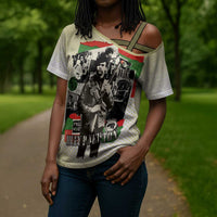 Huey P. Newton Cross Shoulder Shirt Black Panther Collage Design Civil Rights Movement Theme Revolutionary Tribute - Wonder Print Shop