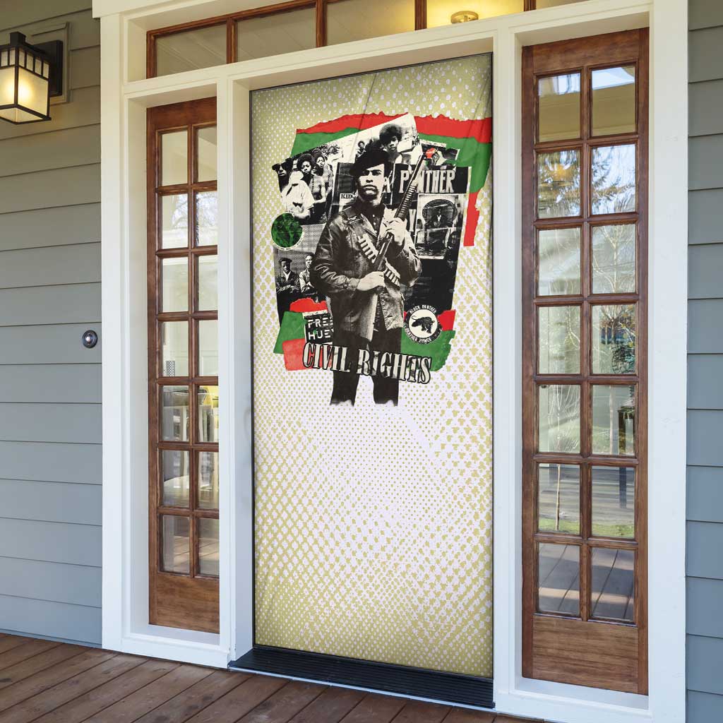Huey P. Newton Door Cover Black Panther Collage Design Civil Rights Movement Theme Revolutionary Tribute - Wonder Print Shop