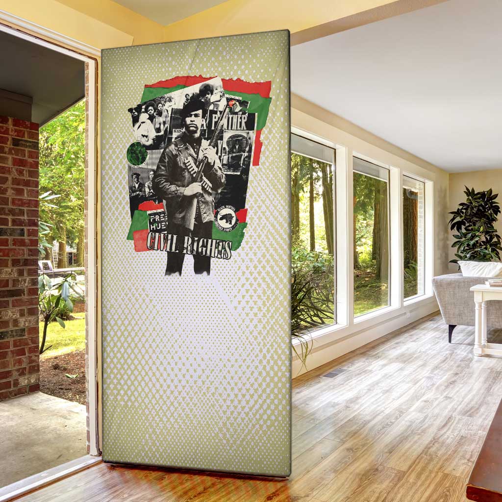 Huey P. Newton Door Cover Black Panther Collage Design Civil Rights Movement Theme Revolutionary Tribute - Wonder Print Shop
