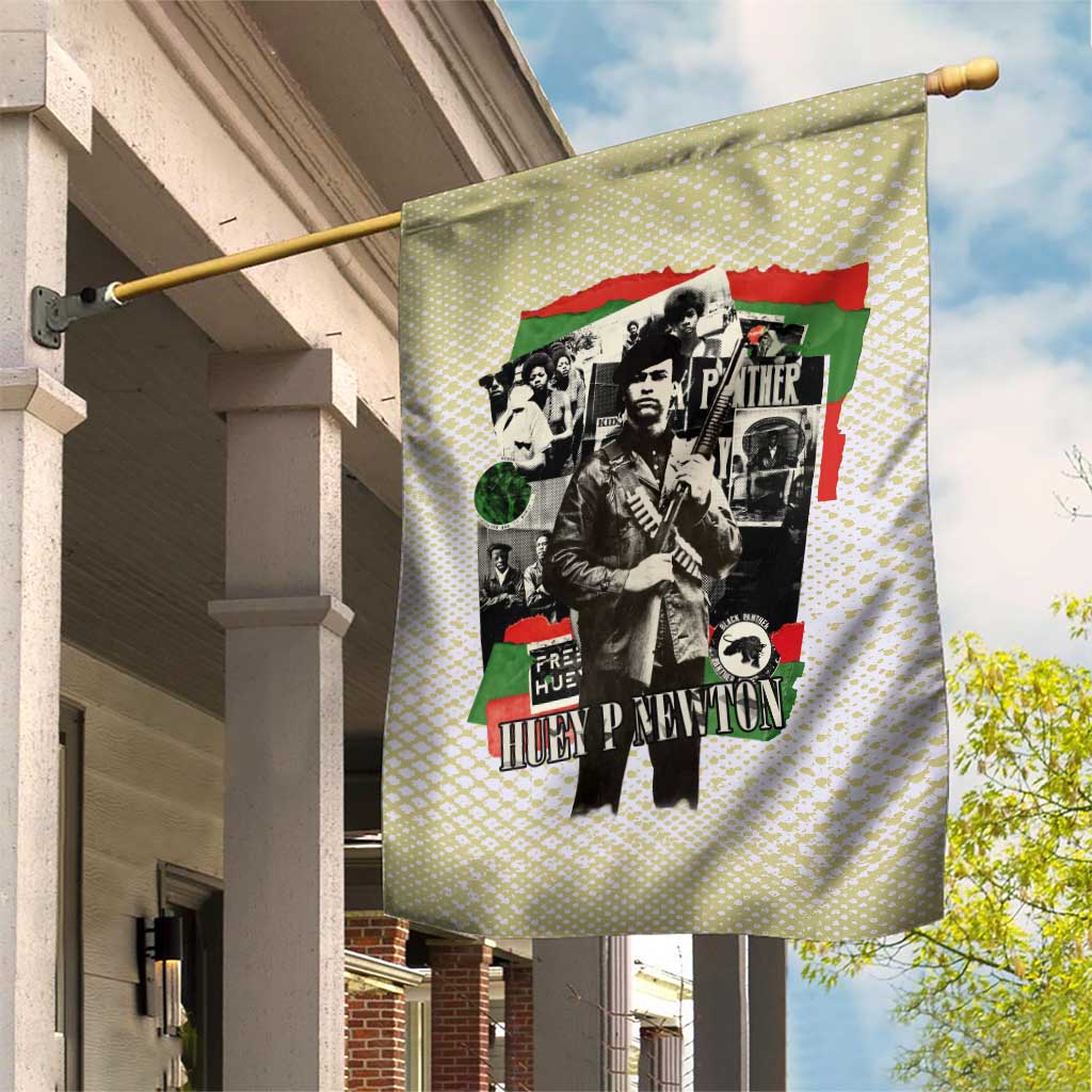 Huey P. Newton Garden Flag Black Panther Collage Design Civil Rights Movement Theme Revolutionary Tribute - Wonder Print Shop