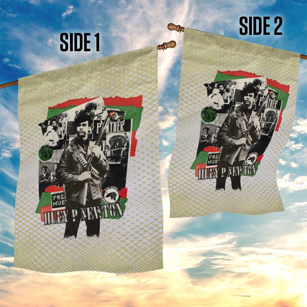 Huey P. Newton Garden Flag Black Panther Collage Design Civil Rights Movement Theme Revolutionary Tribute - Wonder Print Shop