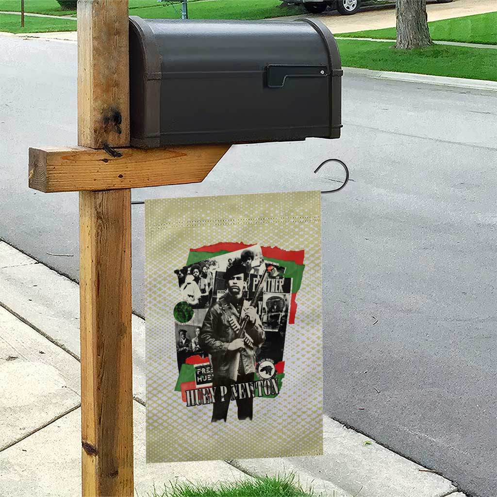 Huey P. Newton Garden Flag Black Panther Collage Design Civil Rights Movement Theme Revolutionary Tribute - Wonder Print Shop