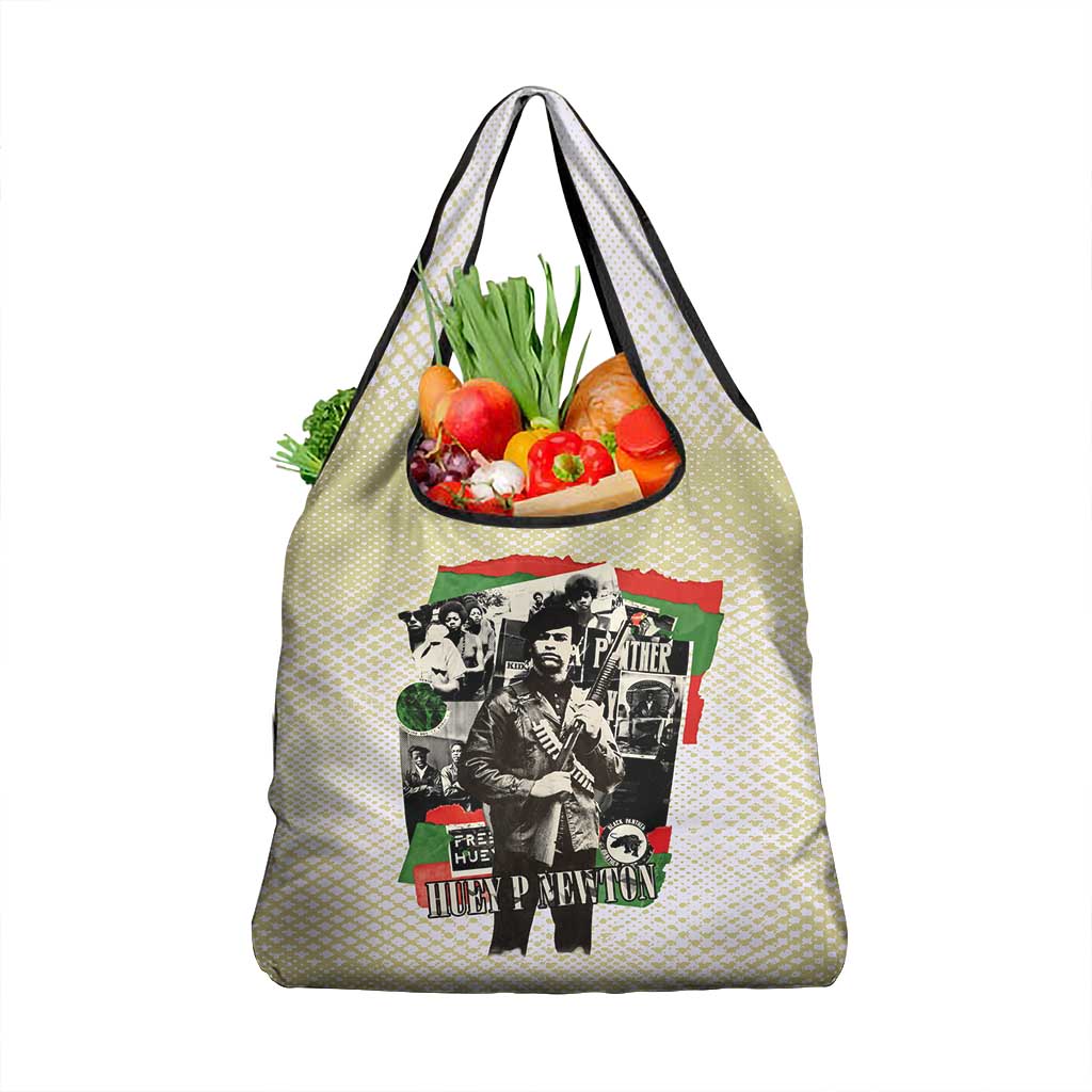 Huey P. Newton Grocery Bag Black Panther Collage Design Civil Rights Movement Theme Revolutionary Tribute - Wonder Print Shop